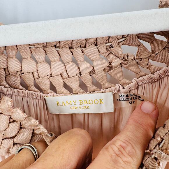 Ramy Brook Pale Pink Smocked Waist Pleated Mini Dress Size Small Romantic - Picture 3 of 6